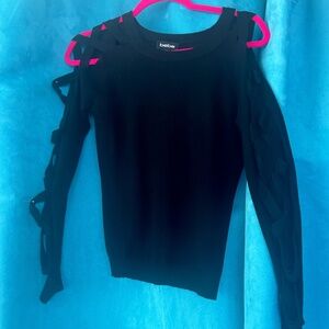 BeBe Black sweater top with cut out sleeves - M